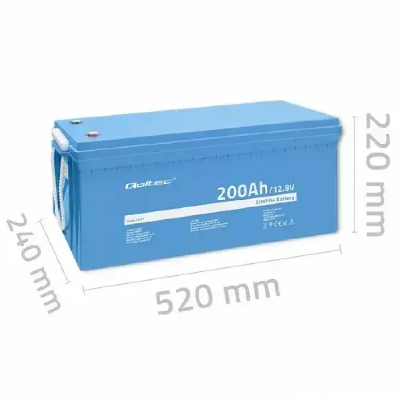 Batteria per veicoli Qoltec 53707 litio-ferro-fosfato 200 Ah 12,8 V