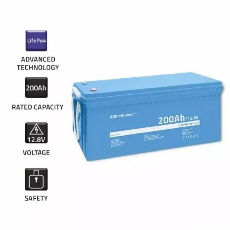 Batteria per veicoli Qoltec 53707 litio-ferro-fosfato 200 Ah 12,8 V