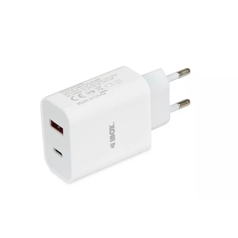 Caricabatterie da interno iBox C-36 universale bianco ricarica rapida USB