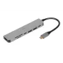 Docking hub IBOX IUH3SL4K USB Type-C 5 Gbit/s, HDMI 4K@30Hz, PD fino a 100 W, 2x USB-A, 2x USB-C, lettore di schede, argento