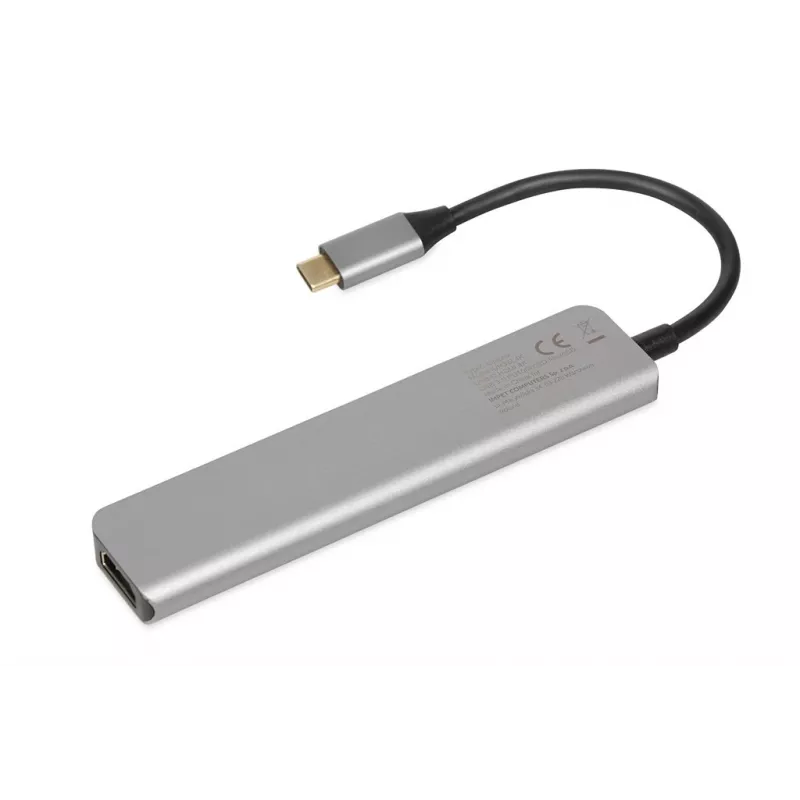 Docking hub IBOX IUH3SL4K USB Type-C 5 Gbit/s, HDMI 4K@30Hz, PD fino a 100 W, 2x USB-A, 2x USB-C, lettore di schede, argento