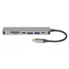 Docking hub IBOX IUH3SL4K USB Type-C 5 Gbit/s, HDMI 4K@30Hz, PD fino a 100 W, 2x USB-A, 2x USB-C, lettore di schede, argento