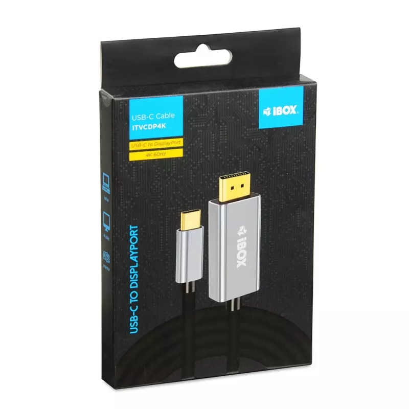 Adattatore cavo video IBOX ITVCDP4K USB Type-C a DisplayPort 1,8 m nero