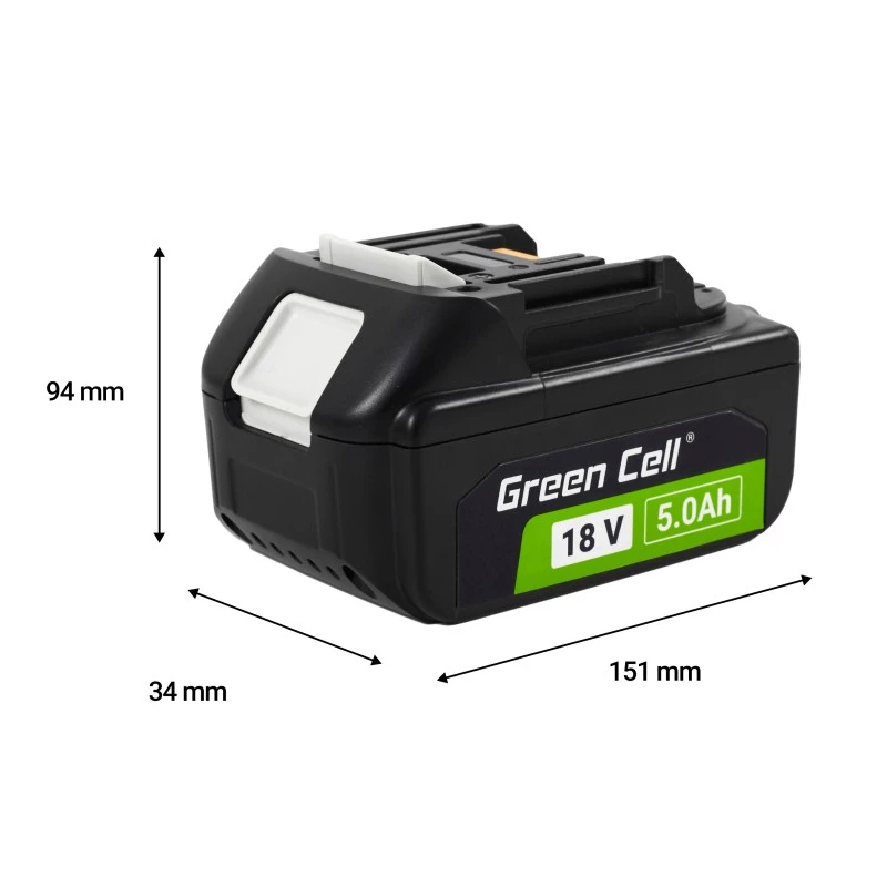 Batteria ricaricabile Green Cell PTMA18V5 agli ioni di litio 5Ah 600g