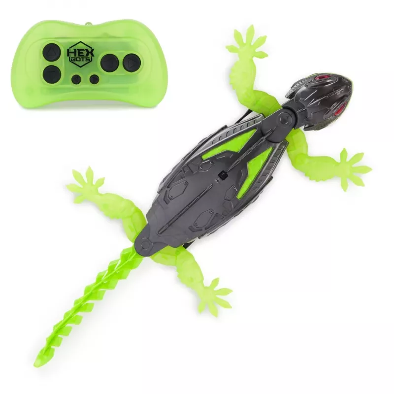 HEX BOTS | Geco robot RC interattivo arrampicamuri giocattolo | Verde/Grigio