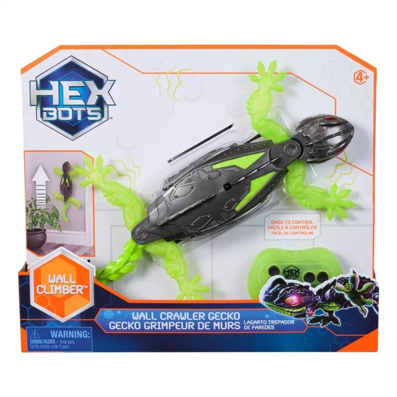 HEX BOTS | Geco robot RC interattivo arrampicamuri giocattolo | Verde/Grigio