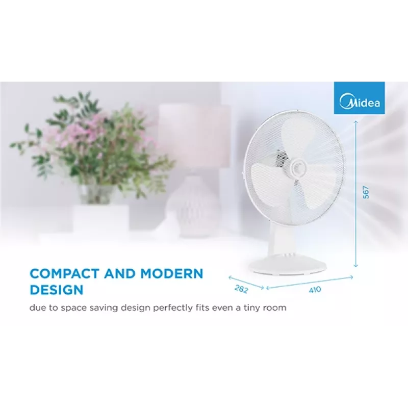 Ventilatore da tavolo Midea FT40-21M — diametro 40 cm, 3 velocità, oscillazione, 25 W, bianco