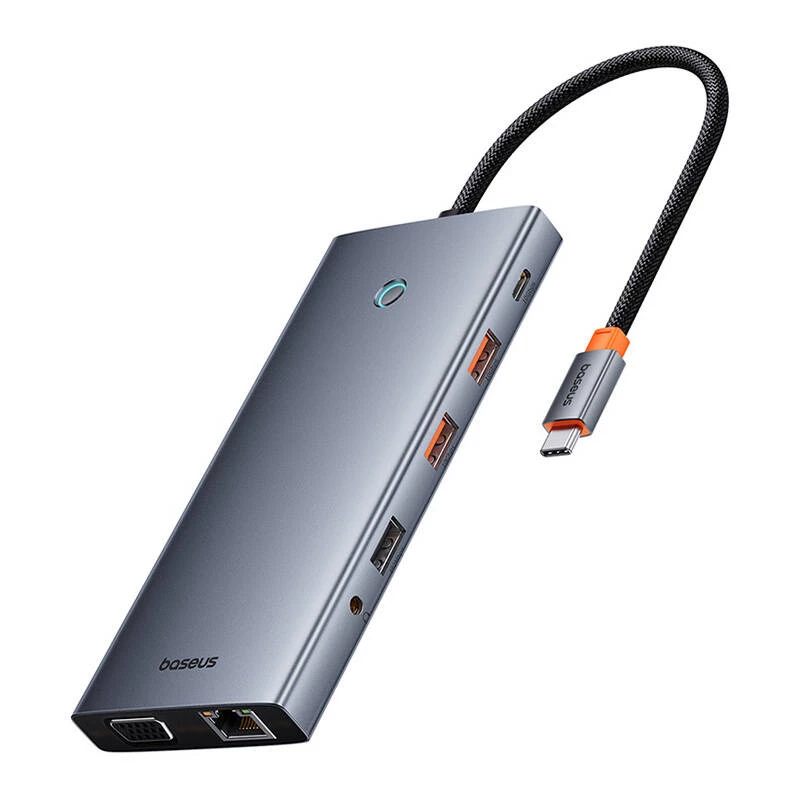 Hub 13in1 Baseus PortalJoy USB-C a HDMI+DP+VGA+C+USB+PD+RJ45+SD/TF+3,5mm (grigio)