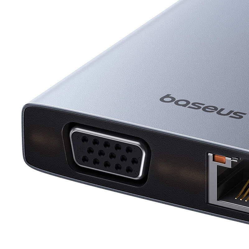 Hub 13in1 Baseus PortalJoy USB-C a HDMI+DP+VGA+C+USB+PD+RJ45+SD/TF+3,5mm (grigio)