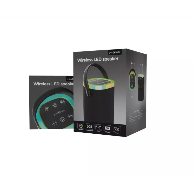Altoparlante portatile GEMBIRD SPK-BT-LED-06, Bluetooth, LED integrato, batteria ricaricabile
