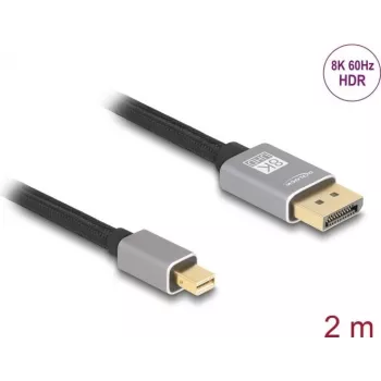 Cavo DeLOCK Mini DisplayPort a DisplayPort 8K 60 Hz 2 m grigio metallo