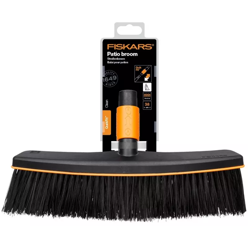 Fiskars 1001416 Scopa plastica nero, arancione