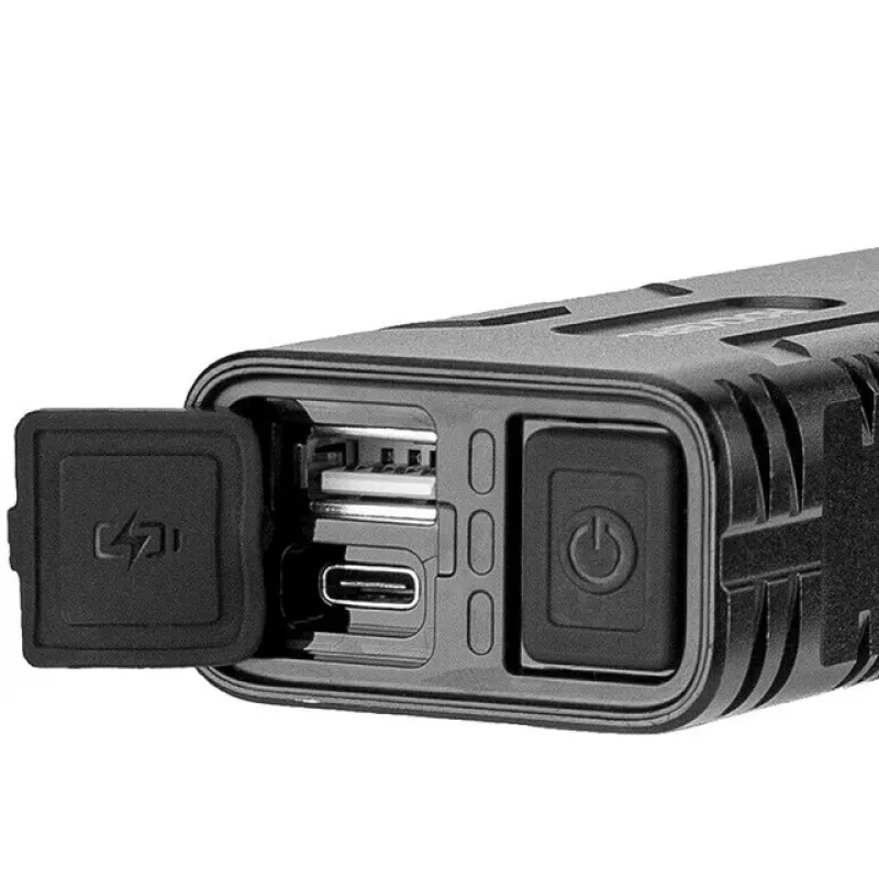 Rockbros luce per bicicletta con funzione power bank + cavo da USB-C a USB-A, 850 lm, nero