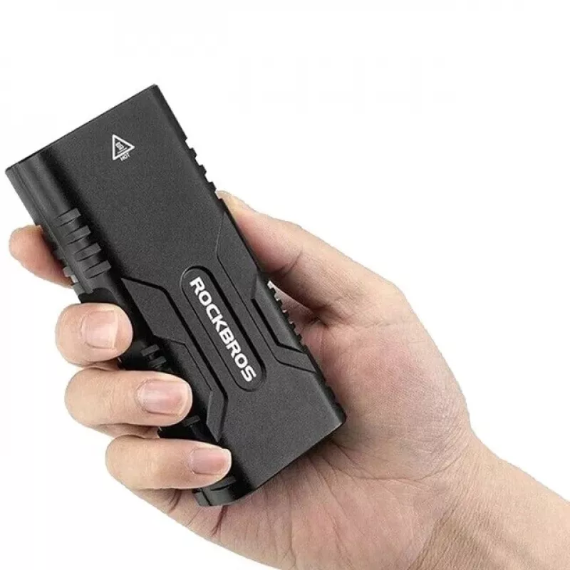 Rockbros luce per bicicletta con funzione power bank + cavo da USB-C a USB-A, 850 lm, nero