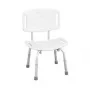 Sgabello da doccia REHA FUND WILSON RF-820 con schienale sagomato, seduta in PVC a forma di U, regolabile in altezza 75–85 cm, portata fino a 110 kg, bianco