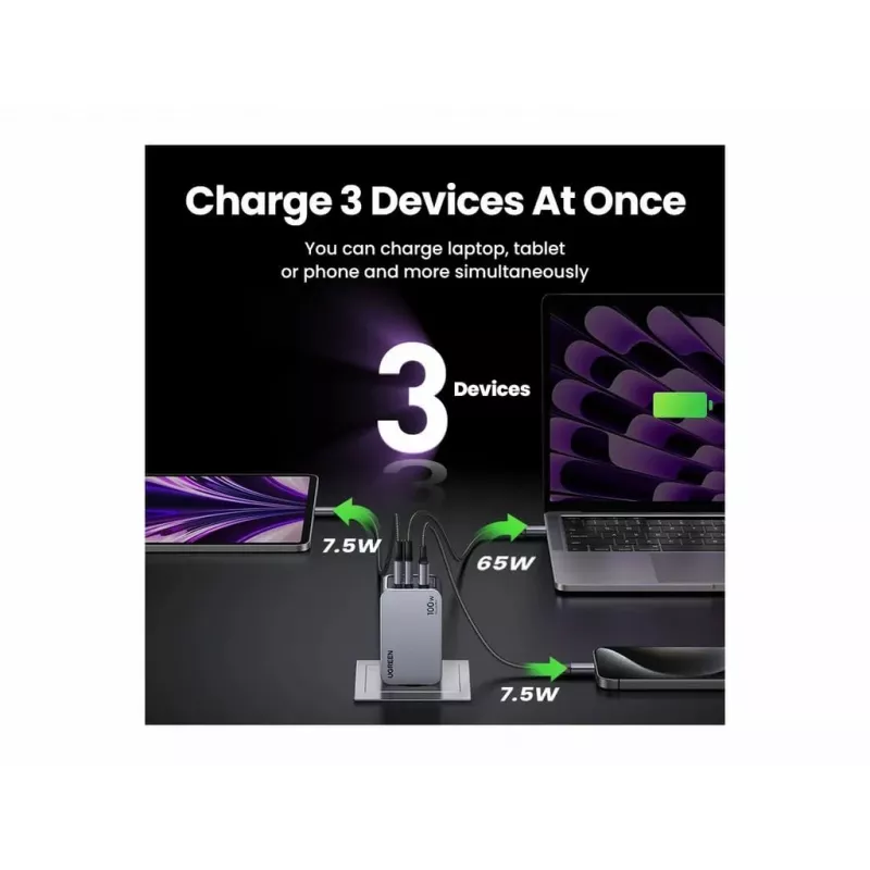 Caricabatterie da interno UGREEN Nexode Pro 3 porte GaN PD ricarica rapida 2 USB Type-C