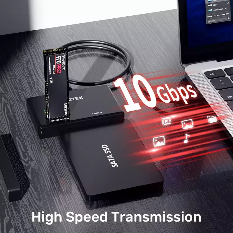 Case SSD UNITEK S1232A01-EU Nero M.2/2,5 pollici/3,5 pollici 10 Gbit/s