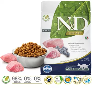 FARMINA N&D Prime Cat Lamb and Blueberry Adult - crocchette per gatti - 300 g