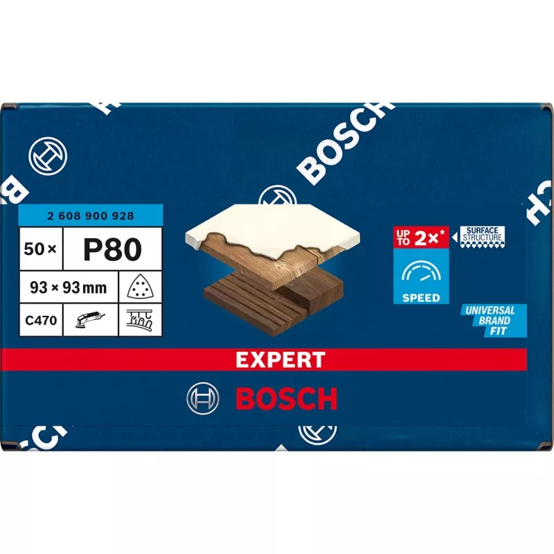 Foglio abrasivo triangolare Bosch C470 K80 93×93 mm