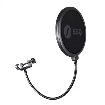 Filtro anti-pop SSQ Double Pop Filter SSQ POP1 SS-1923 per microfoni da studio, rete metallica a due strati, collo d'oca regolabile