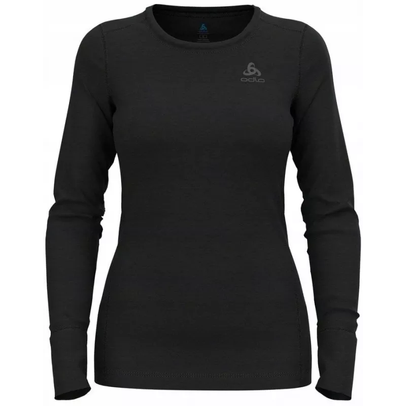 Odlo BL TOP girocollo l/s MERINO 200 maglietta donna, taglia S, nero
