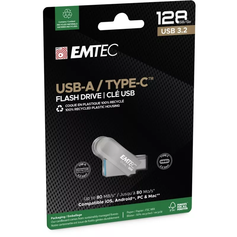 Chiavetta USB Emtec 128 GB USB Type-A USB Type-C D280