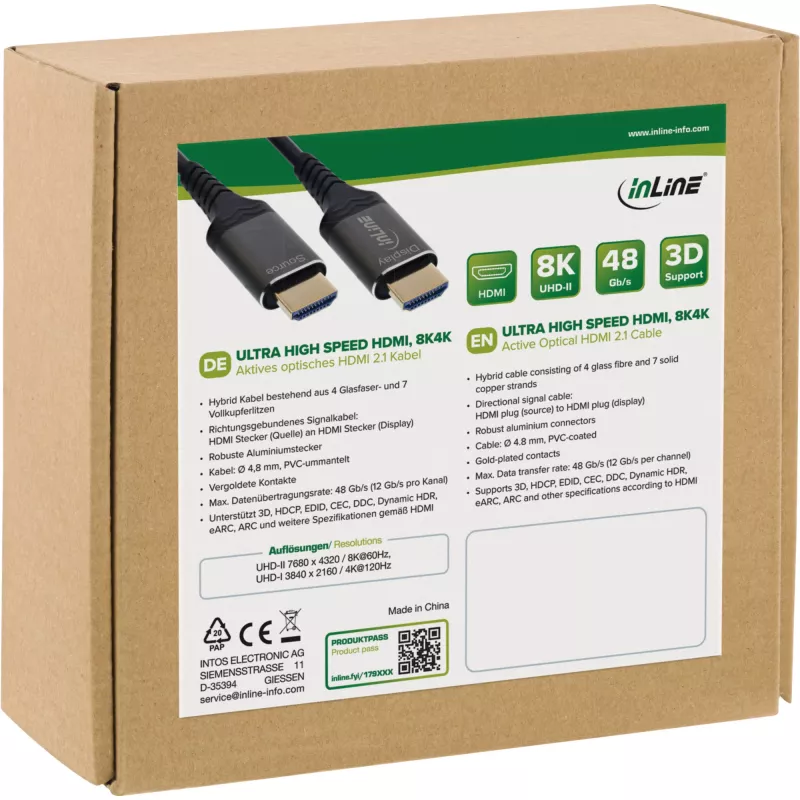 Cavo HDMI AOC InLine 17915X Ultra High Speed 8K, Active Optical, 15 m