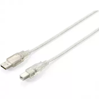 Equip - Cavo USB - USB (M) a USB Type-B (M) - USB2.0 - 5,0m - Argento trasparente (128652)