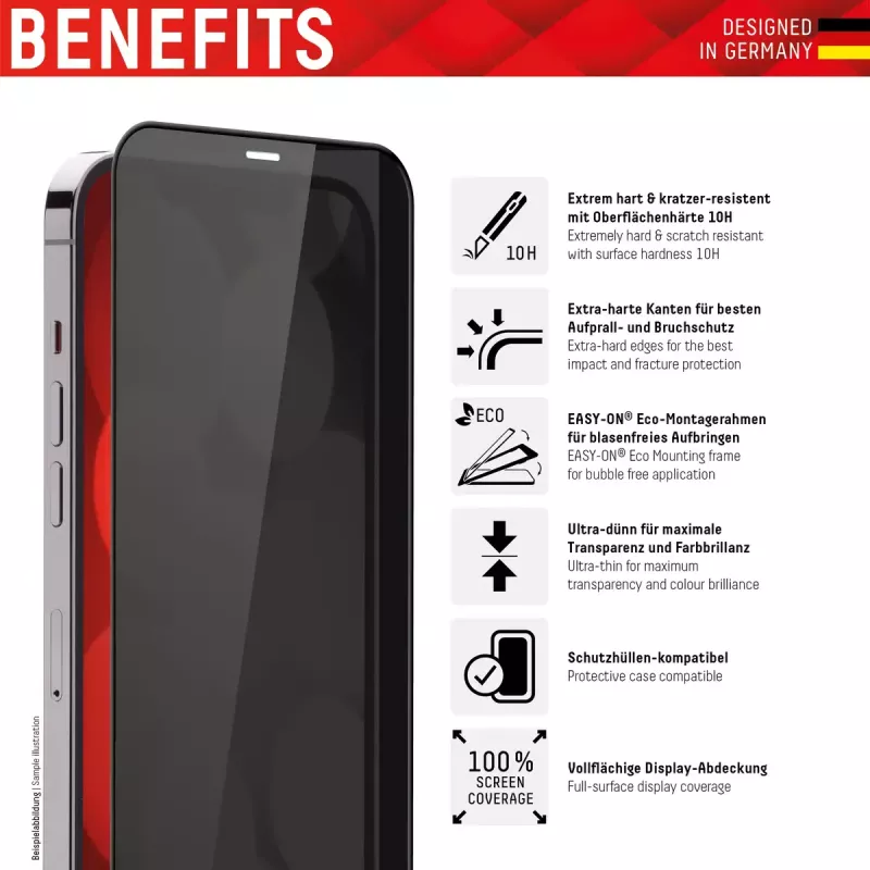 Displex Privacy Full Copertura Screen Protector Apple iPhone 14 Pro vetro temperato