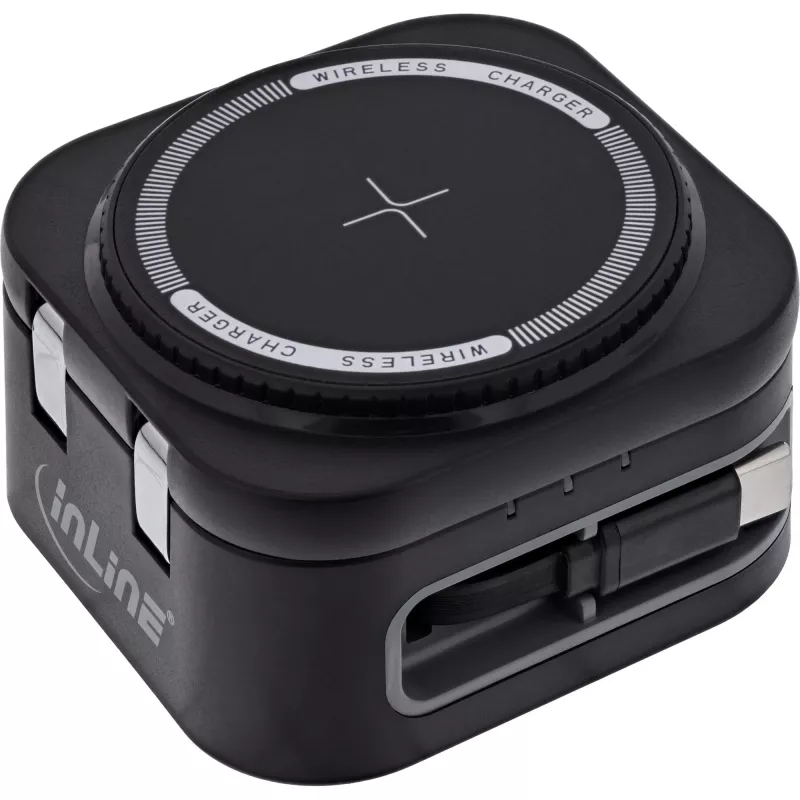 Caricatore wireless da interno InLine 33392T per cuffie, headset, smartphone e smartwatch – alimentazione USB 9/12 V, nero