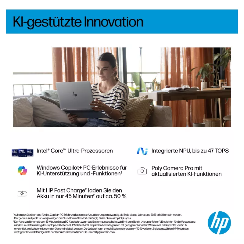 Notebook HP OmniBook BZ8E4EA 16 - Core Ultra 5 4,5 GHz 40,6 cm - 512 GB SSD - 16 GB RAM - Touchscreen - Windows 11 Home (BZ8E4EA#ABD)