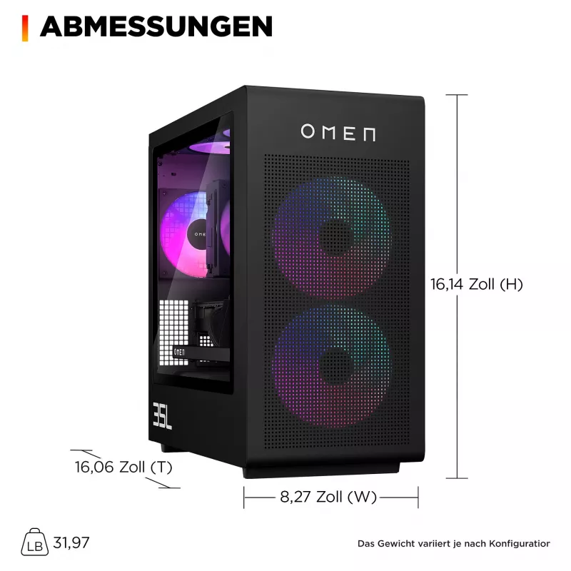 PC desktop gaming OMEN GT16-1171ng - AMD Ryzen 7 9800X3D, 32 GB RAM, 2 TB SSD, GeForce RTX 5070Ti, Win