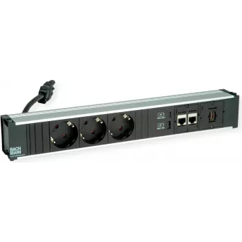 Ciabatta Bachmann CONI 912.18118 con 3x prese CEE7 e 2x connessioni di rete CAT6a