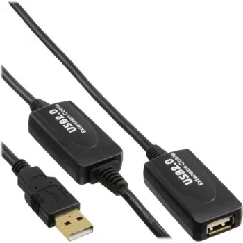 Prolunga USB InLine 5771000120 — 20 m, connettore maschio USB-A su connettore femmina USB-A, nero
