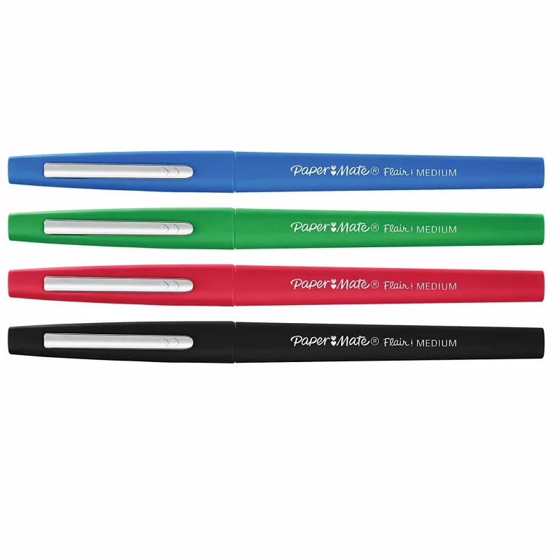 Penne in feltro Papermate Flair Medium nero blu verde rosso 4 pz.
