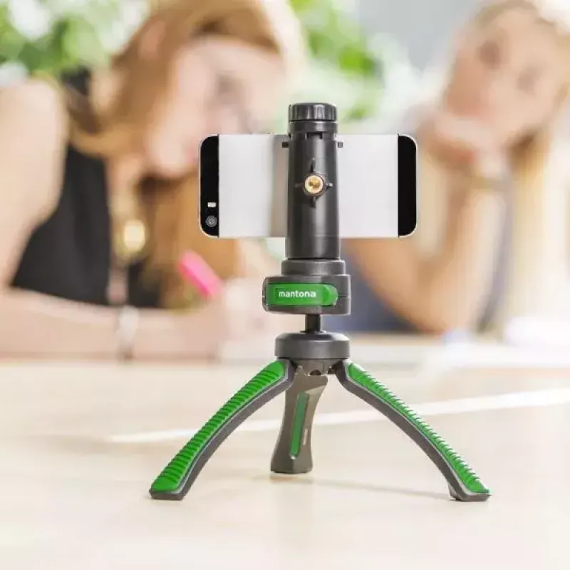 Treppiede Mantona 21407 per smartphone e fotocamera digitale nero verde