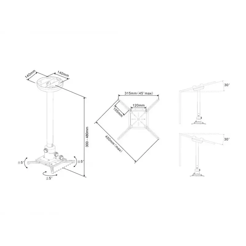 Supporto da soffitto Multibrackets M Universal Projector 300-480 con regolazione fine