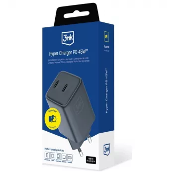 Caricabatterie 3MK Hyper Charger PD 45W GaN QC4+ PPS — caricabatterie rapido USB-C PD GaN 45W