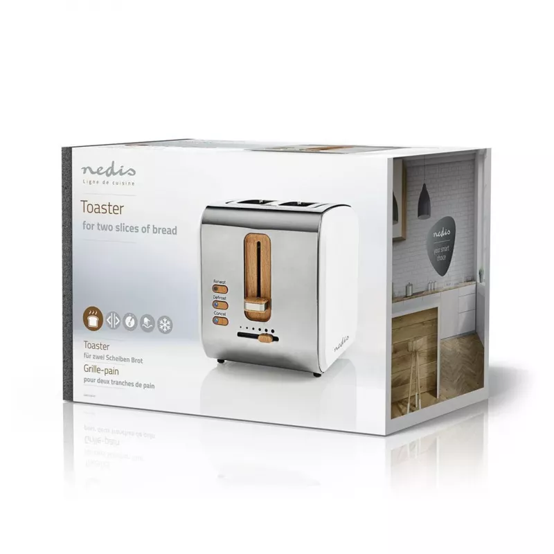 Nedis KABT510EWT Tostapane, 2 fessure larghe, soft-touch, bianco