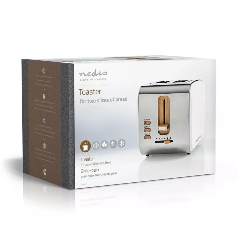 Nedis KABT510EWT Tostapane, 2 fessure larghe, soft-touch, bianco