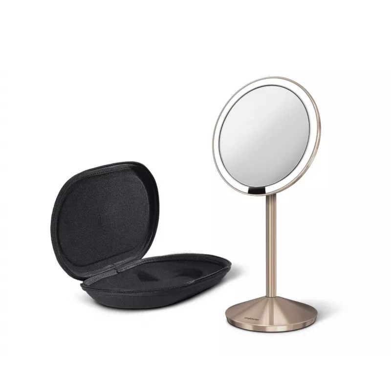 Specchio pieghevole simplehuman con sensore, 12 cm, ricaricabile, acciaio inox oro rosa