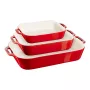ZWILLING Set da forno rettangolare in ceramica 3 pezzi, rosso, max. 300°C