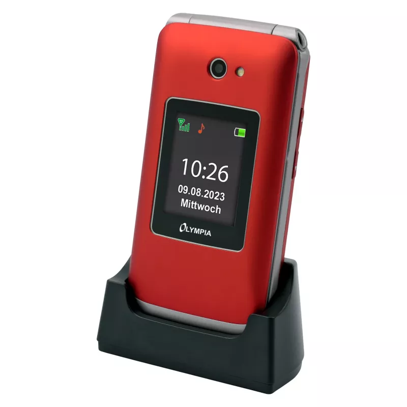 Flip-Phone Olympia VITUS 4G — LCD da 2,8 pollici (7,11 cm), Bluetooth, radio FM, 147 g, rosso