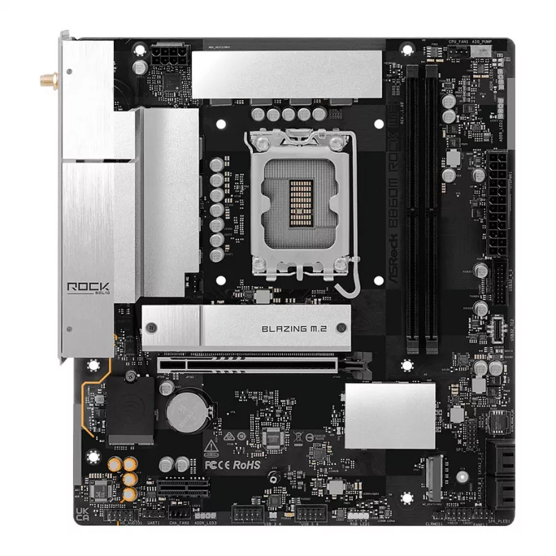 Scheda madre ASRock B860M Rock WiFi (mATX, Intel LGA 1851, DDR5, HDMI, DisplayPort)