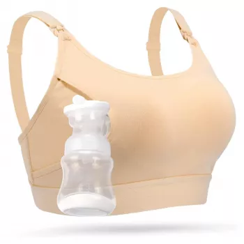 Reggiseno per allattamento hands-free Momcozy YN08 (XXL) – beige, taglia XXL, compatibile con tiralatte Momcozy