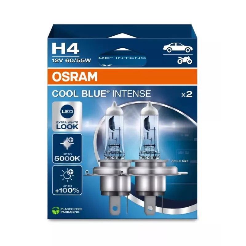 Osram H4 Cool Blue Intense Next Gen confezione da 2 | lampada alogena | 12V, 60/55W
