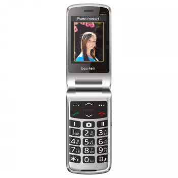 Telefono cellulare flip a tasti grandi Beafon SL645 LTE 4G per anziani nero-argento 2,8