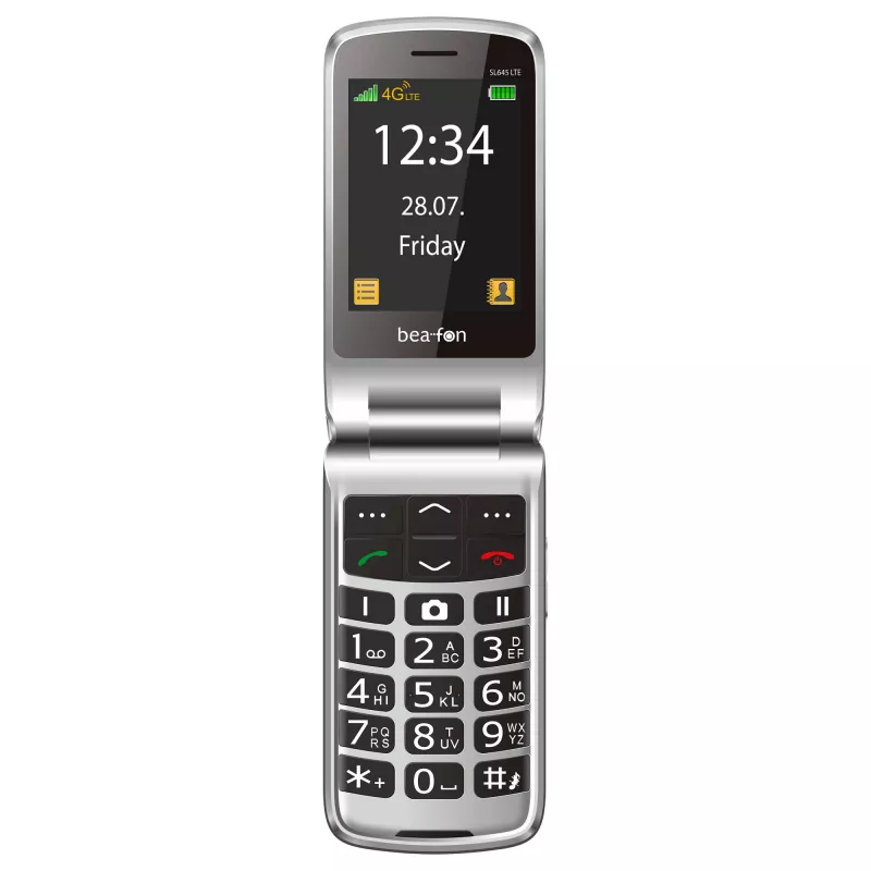 Telefono cellulare flip a tasti grandi Beafon SL645 LTE 4G per anziani nero-argento 2,8 inch