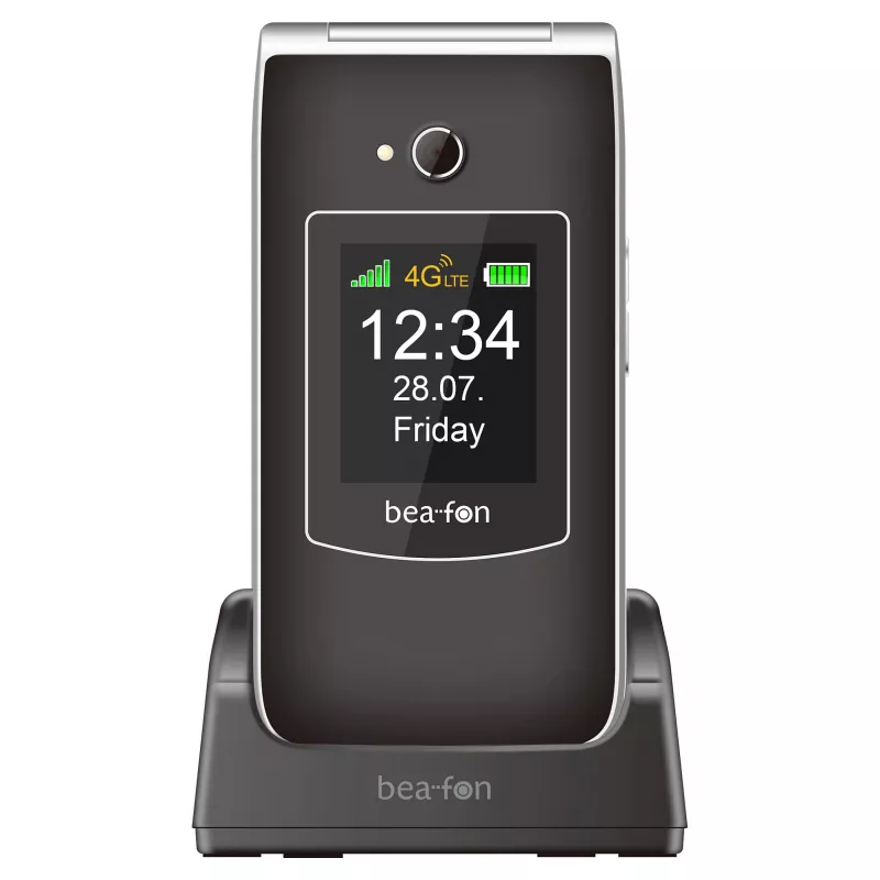 Telefono cellulare flip a tasti grandi Beafon SL645 LTE 4G per anziani nero-argento 2,8 inch