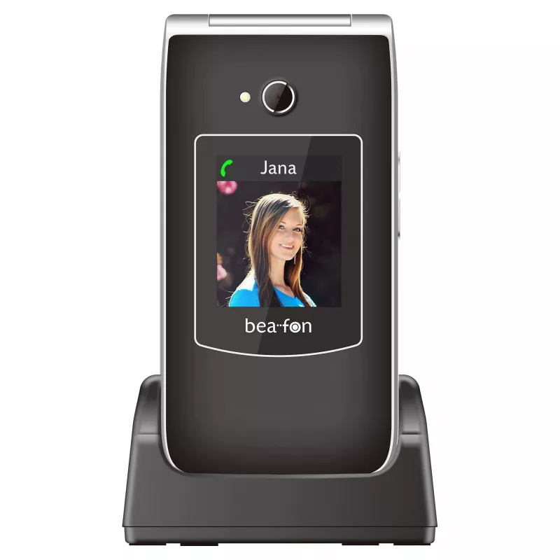 Telefono cellulare flip a tasti grandi Beafon SL645 LTE 4G per anziani nero-argento 2,8 inch